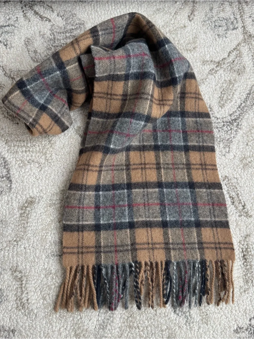Men’s Barbour 100% Wool Tartan plaid Scarf From Scotland